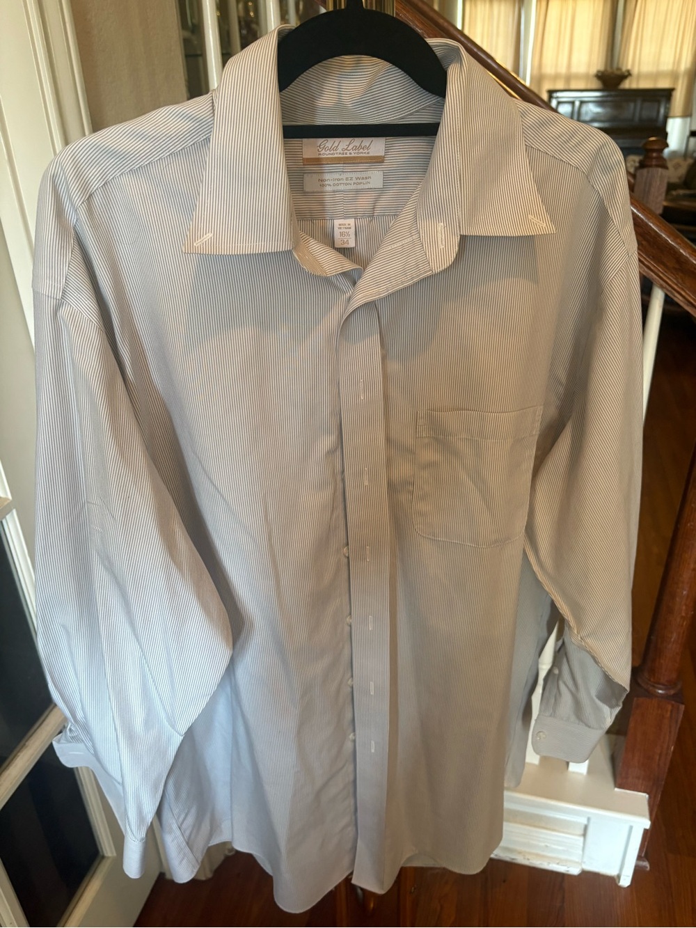 Roundtree & Yorke Light Gray Pinstripe Dress Shirt